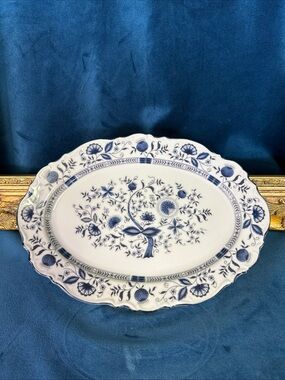 Sone China Blue Danube China 12" x 8.5” Oval Serving Platter Tray Blue Onion